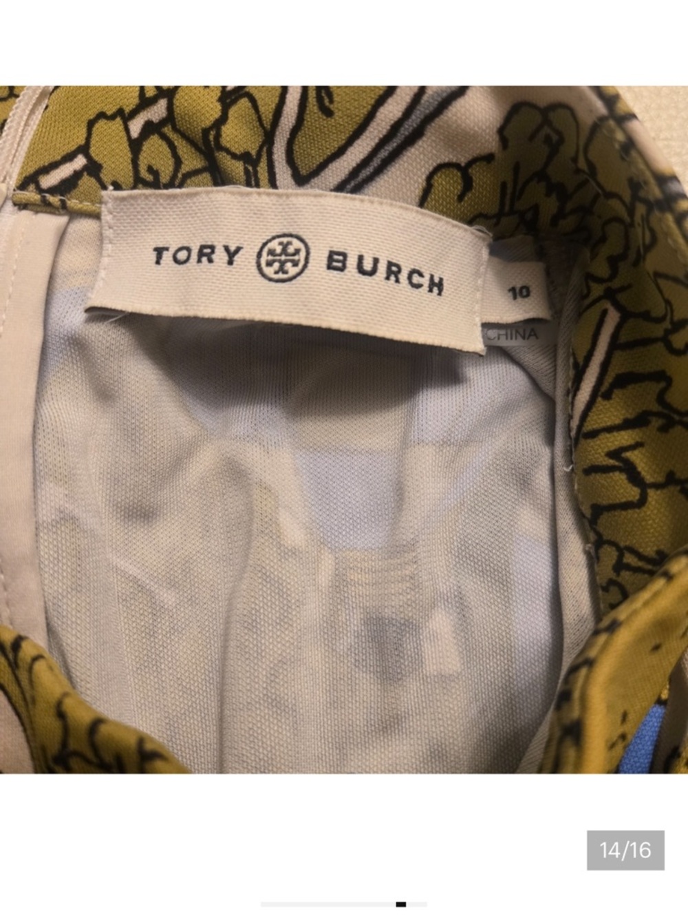 Tory Burch Olive Maxi Dress with Sky Blue & White Hot-Air Balloon Print - Picture 14 of 14